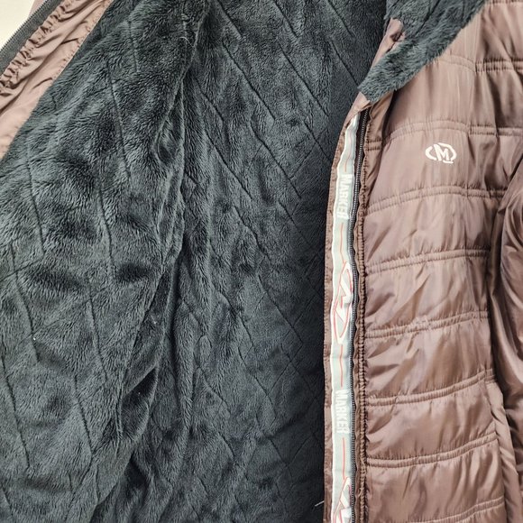 Marker brown puffy coat with faux fur lining woman's size extra large w/scarf - Picture 8 of 12